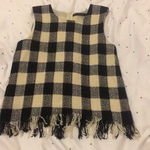Zara sleeveless blouse with fringe hem size S